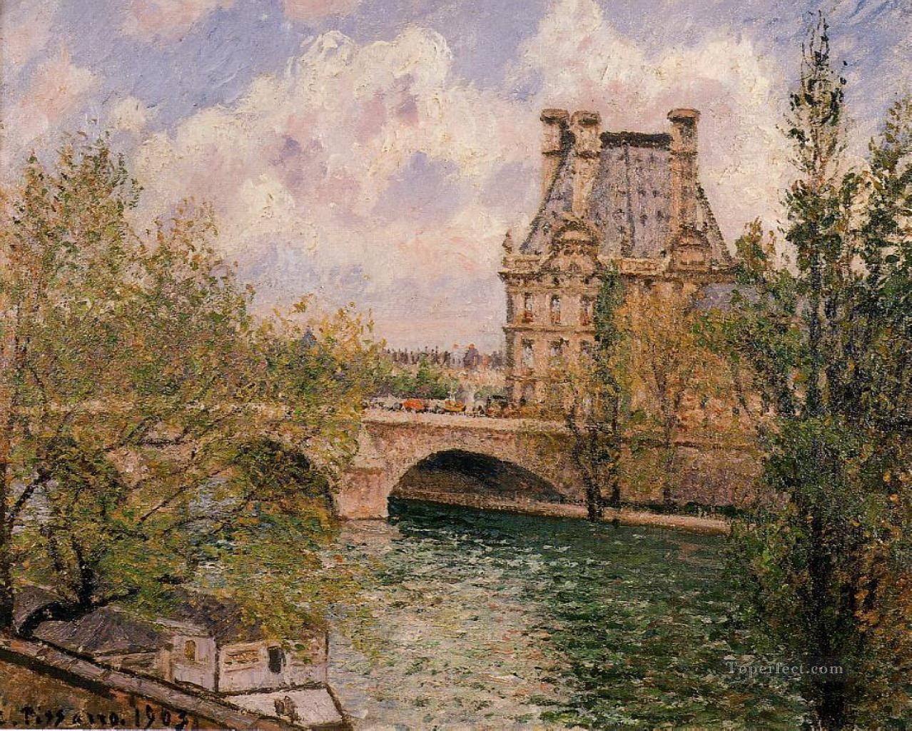 the pavillion de flore and the pont royal 1902 Camille Pissarro Landscapes brook Oil Paintings